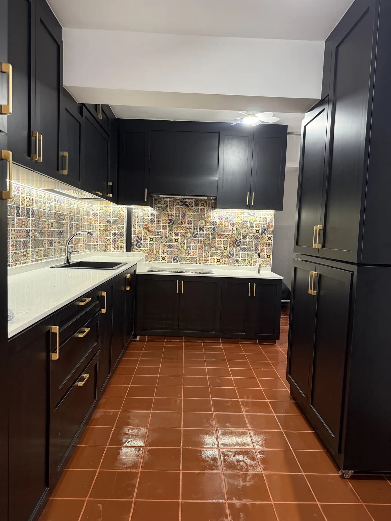 Completed Teban Gardens kitchen with tall storage units