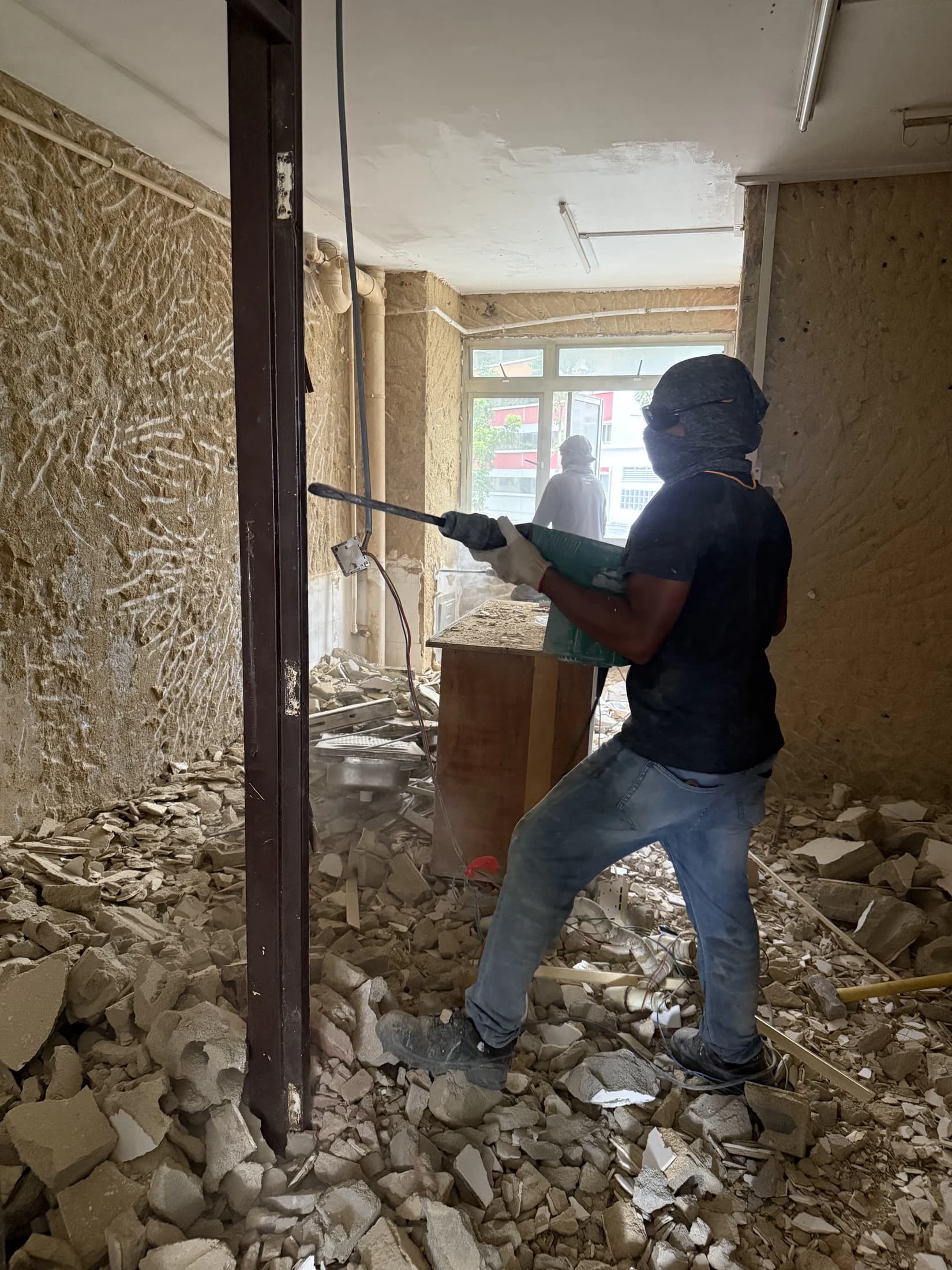 Kitchen hacking and demolition during the Yishun renovation
