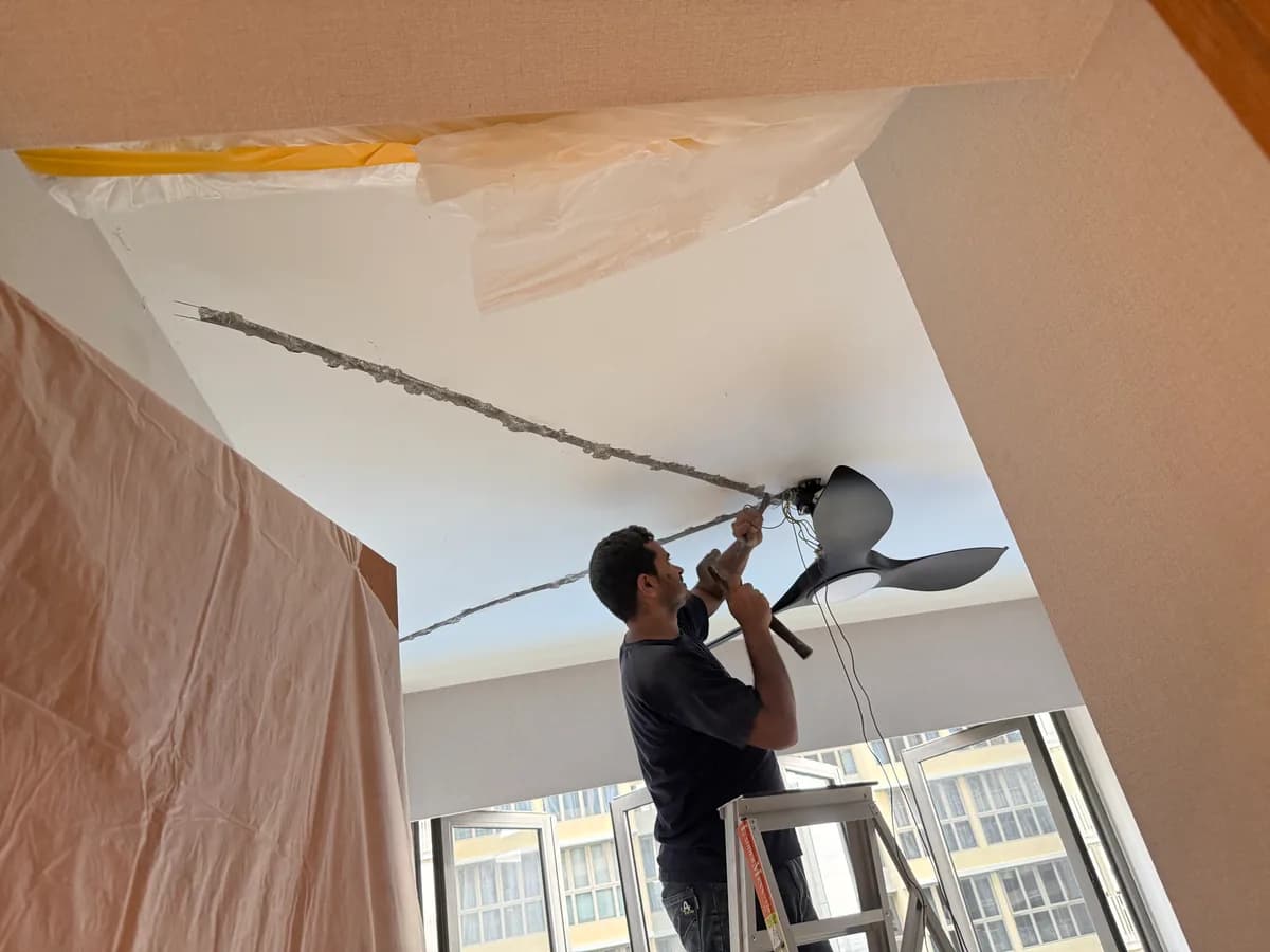 Electrical ceiling installation in progress during home renovation